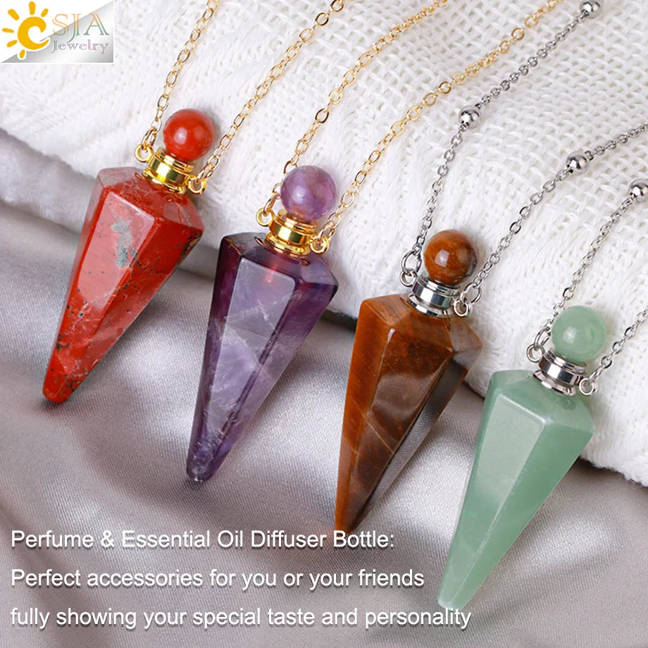 Natural Stone Crystal Scent Diffuser Necklace