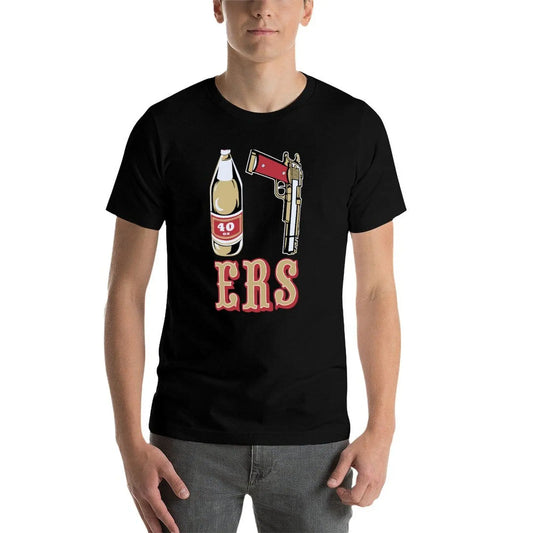 49ers 40oz 9MM Gold Gun T-Shirt