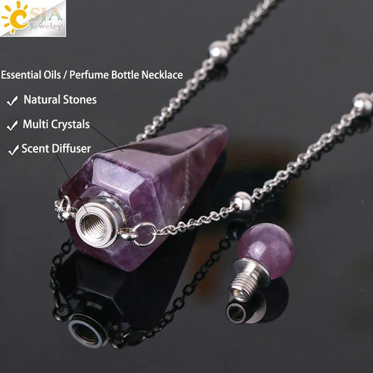 Natural Stone Crystal Scent Diffuser Necklace