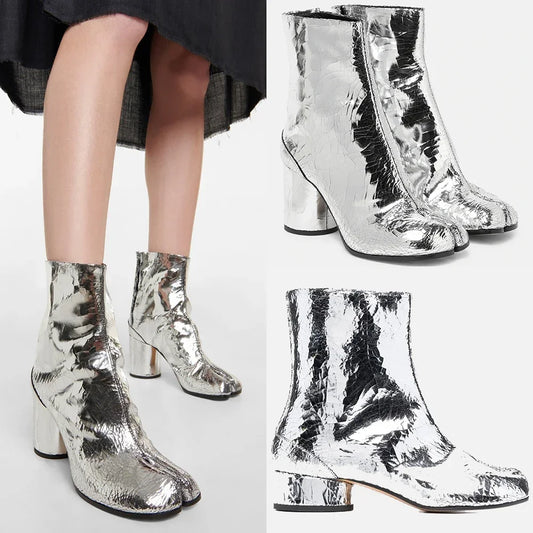 Broken Mirror Silver Tabi Boots