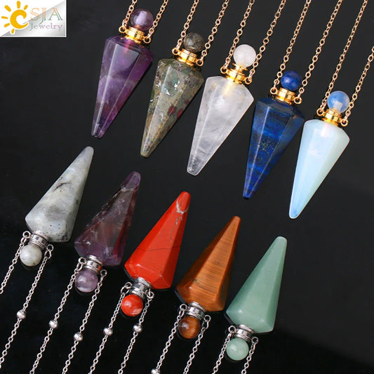 Natural Stone Crystal Scent Diffuser Necklace